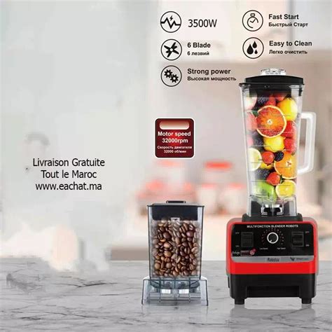 Robolux Blender Robot Mixeur Puissant 3500W 15 Vitesses 2 Bols