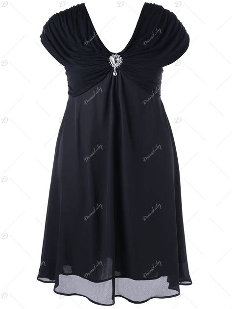 Photo Gallery Plus Size Ruched Cap Sleeve Chiffon Dress