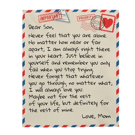 Dear Son - From Mom - Giant Love Letter Blanket - SS387 – Sugar Spring Co