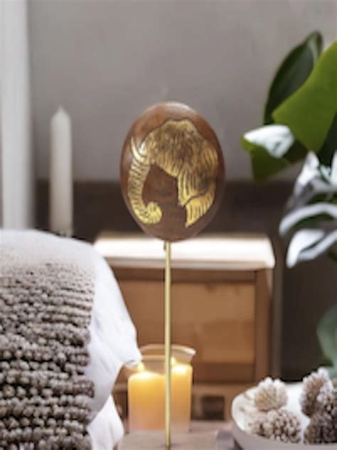 Buy Athome By Nilkamal Gold Toned Brown Medium Elephant Face Stand