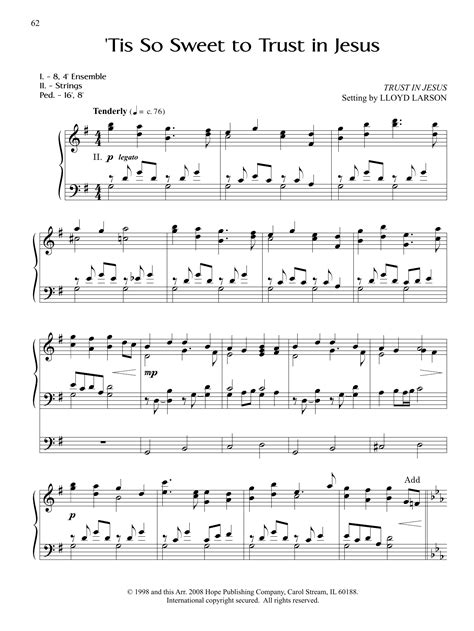 Tis So Sweet To Trust In Jesus Sheet Music Direct