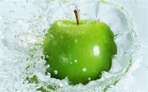 Verde Manzana Caer En Los Momentos Del Agua Fondos De Pantalla