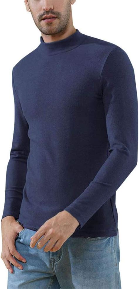 Soojun Camiseta De Cuello Alto Para Hombre Azul Marino Flor Y Brillo