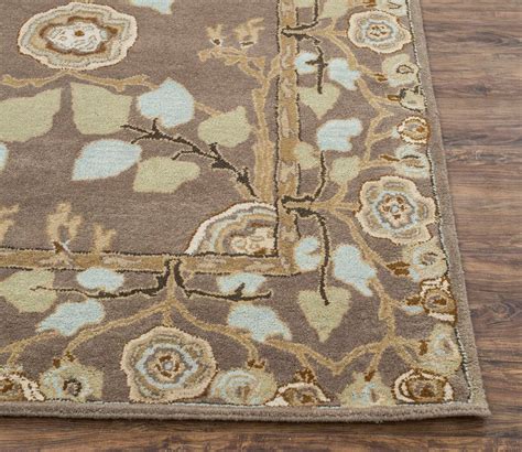 Buy Brown Floral Wool Hand Tufted Living Room Bedroom Carpet 5 X 8 Feet