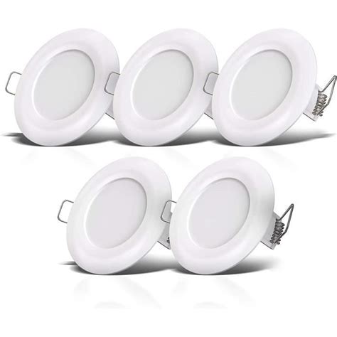 B K Licht lot de 5 spots salle de bain LED IP44 à encastrer ultraplats