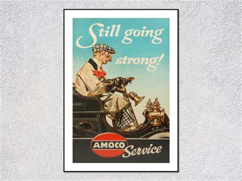 Vintage Amoco Service Poster Classic Advertising Artwork Etsy