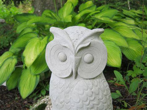 Owls Cast Stone Garden Owl Statues Two Concrete Owls Pair Etsy