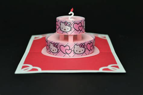 Hello Kitty Birthday Cake Pop Up Card - Creative Pop Up Cards