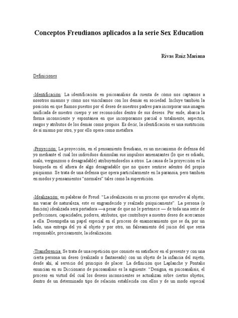 Conceptos Freudianos Aplicados A La Serie Sex Education Pdf Libido Psicoanálisis