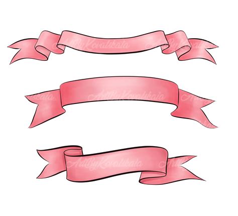 Ribbon Clipart, Banner PNG, Pink Ribbons Clip Art, Digital Download - Etsy