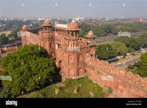 red fort delhi aerial view  res stock photography  images alamy