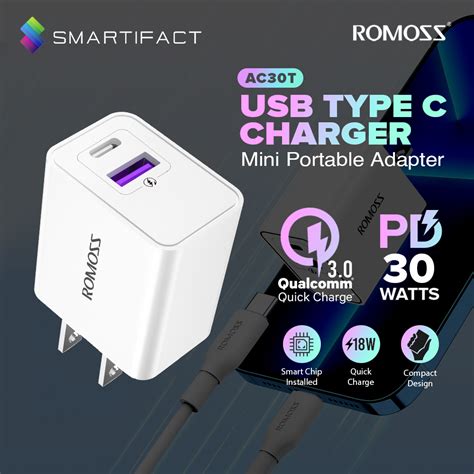 Romoss Ac T W Fast Charge Usb Type C Charger Adapter Qc Pd