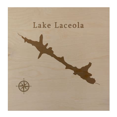 Lake Laceola 24x24" Wood Lake Map Wall Art Office Decor Blue Creek ...