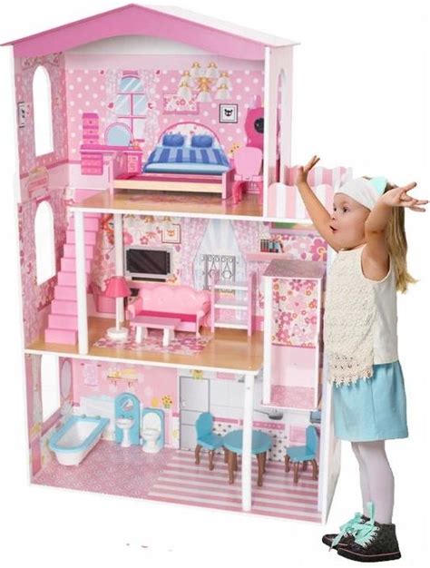 Tobbi Toys Drewniany Domek Dla Lalek Winda Balkon Mebelki Ceny I