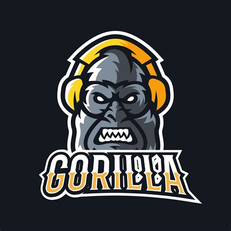 Gorilla Using Headset Sport Or Esport Gaming Mascot Logo Template