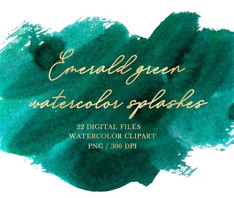 Emerald Dark Green Watercolor Background And Brush Strokes Etsy