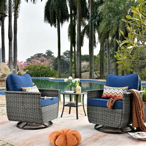 Ovios Fortune Dark Gray Piece Wicker Outdoor Patio Conversation Set