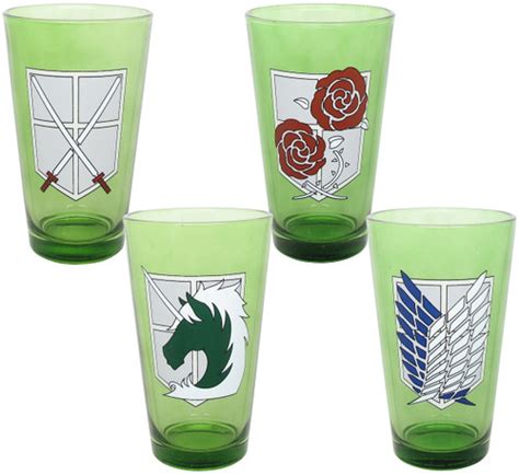 Attack On Titan Crests 4 Pack Pint Glass Set