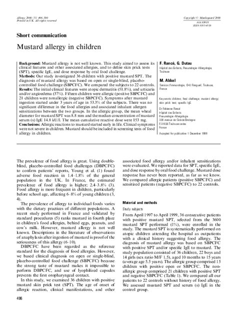 (PDF) Mustard allergy in children | Guy Dutau - Academia.edu