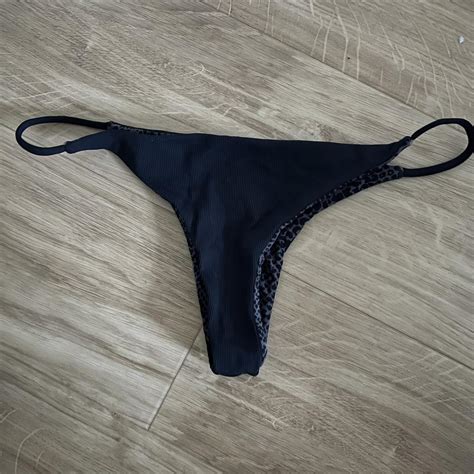 Acacia Swimwear Black Ribbed Fins Thong Bikini Depop