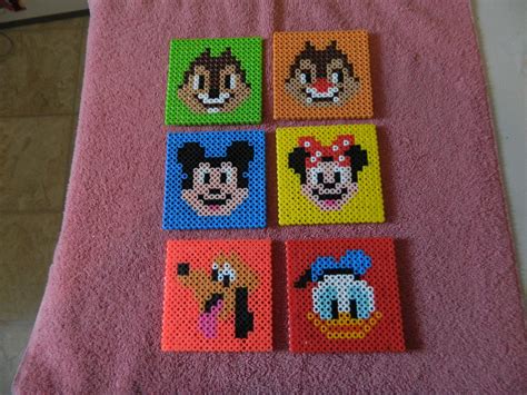 Mickey Mouse And Friends Coasters Perler Beads Perler Bead Disney