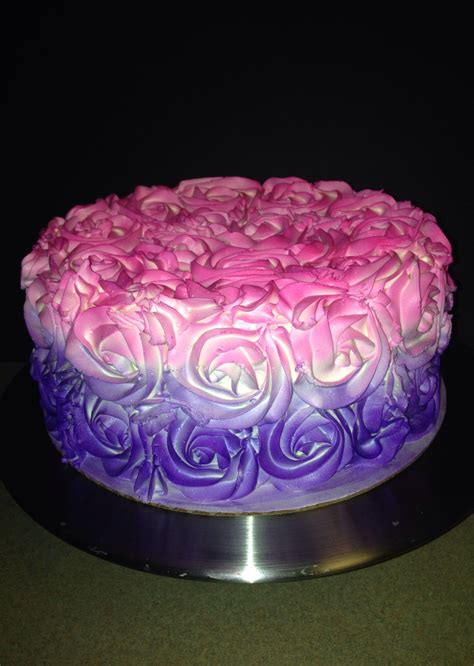 Pink And Purple Ombré Rose Cake Cake Rose Cake Ombre Rose