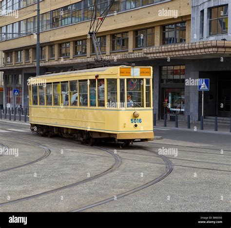 Old Tram Brussels Belgium Stock Photo Alamy