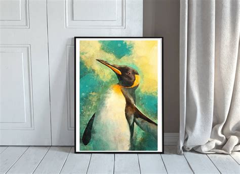 Penguin Art Painting Print Animal Print King Penguin Gift | Etsy