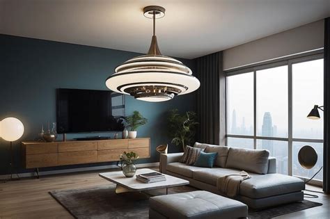 Premium AI Image | Retro Futuristic Space Age Lighting Fixture in a ...