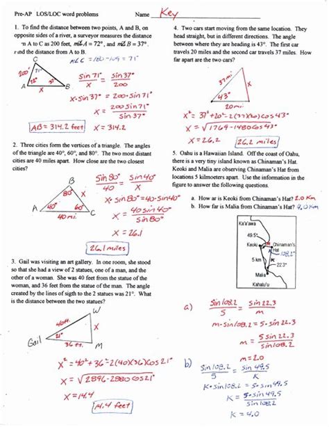 Trigonometry Word Problems Worksheets