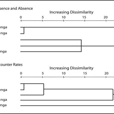 Average Linkage Cluster Dendrograms Showing The Degree Of Similarity