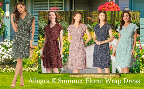 Allegra K Women S Ditsy Floral Print V Neck Ruffle Flutter Sleeve