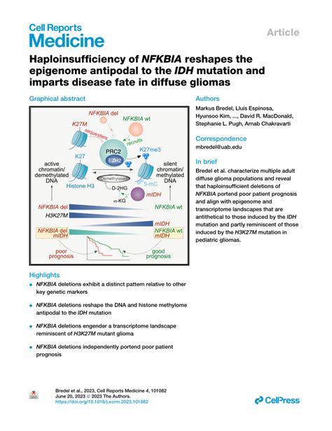 Pdf Haploinsufficiency Of Nfkbia Reshapes The Epigenome Antipodal To