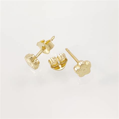 Zarcillos Ø 5 mm Flor 5 petalos con Relieve Post Oro Amarillo