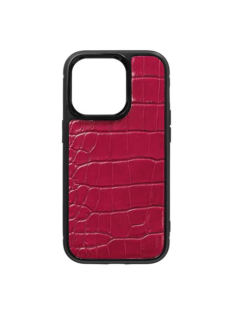 iPhone 14 Pro case pink shiny alligator - Maison Jean Rousseau