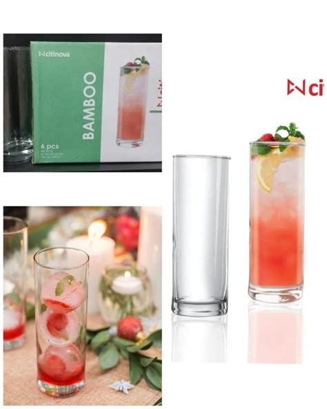 Citinova Pcs Gelas Kaca Bamboo Ml Gelas Bening Drinking