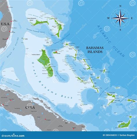 Bahamas Islands Highly Detailed Physical Map Stock Vector ...