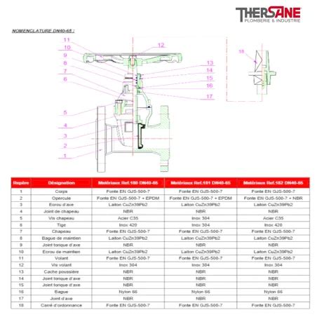 Vanne à opercule caoutchouc EPDM F4 FSH Diamètre en pouce DN40 1 1