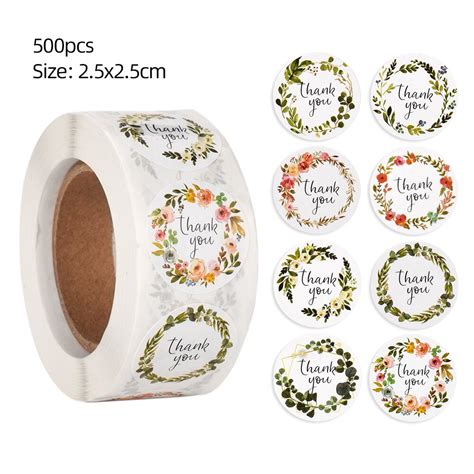 Pcs Roll Ronde Bloemen Dank U Stickers Pakket S Grandado