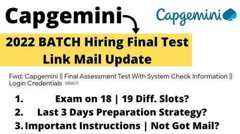 Capgemini Final Assessment Test Mail Update How To Do System Check