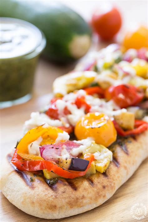 Grilled Veggie Pesto Flatbread Cooking On The Front Burner