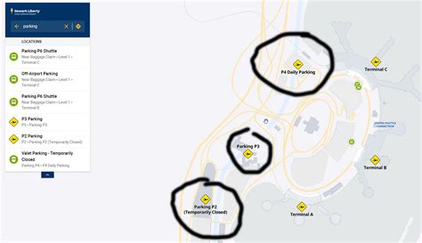 Parking EWR airport map Terminal A B C Newark Airport