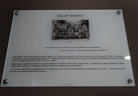 Salle Louis Beauduc le lycée Gay Lussac honore un maître de philosophie Les Anciens de Gay Lu