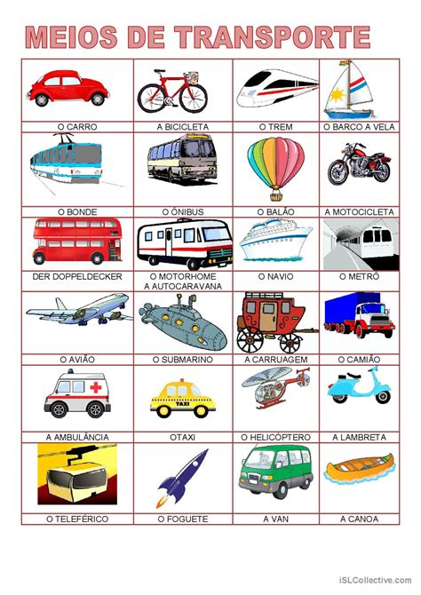 Meios De Transporte Ingles Fdplearn