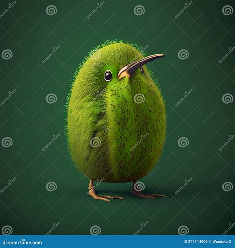 Kiwi Bird Illustration Stilyzed Kiwi Fruit on a Green Background Stock ...