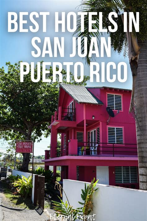 A Pink Building With The Words Best Hotels In San Juan Puerto Rico On