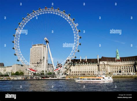 A Tourist Sightseeing Cruise Boat at The London Eye, London, England ...