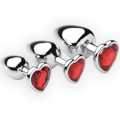 Plugs Anais Metálicos Coração Vermelho 3un Prazer Intenso Sex Shop