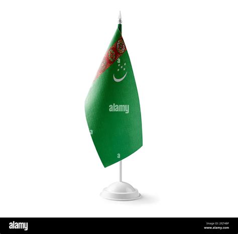 Small National Flag Of The Turkmenistan On A White Background Stock