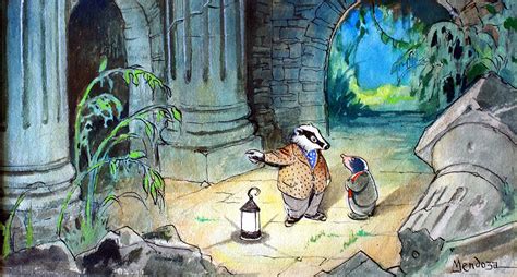 The Wind In The Willows Badger And Mole At Night Original Signed